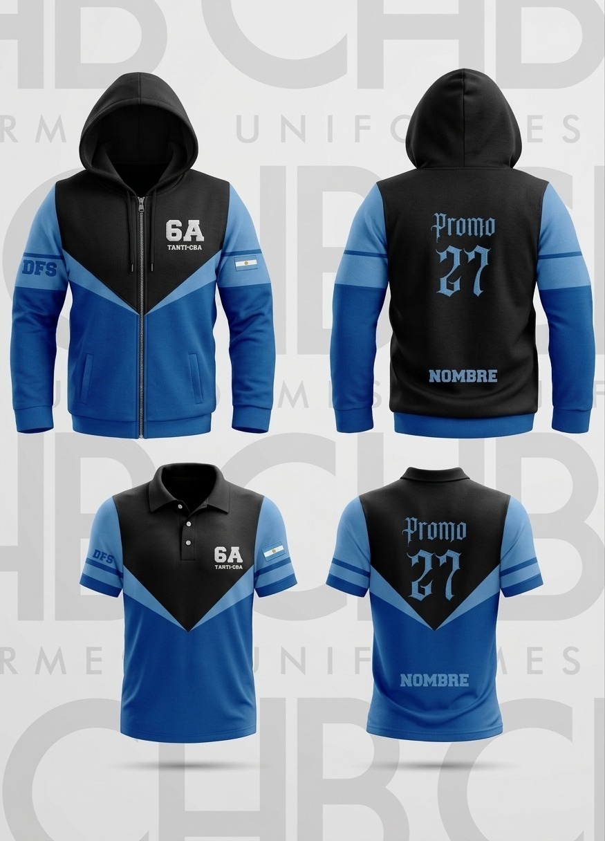 Diseño aprobado de campera y chomba de la Promo 27